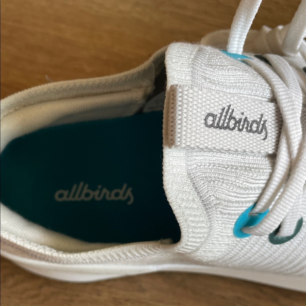 Allbirds White and Teal Athletic Sneakers - Picture 2 of 7